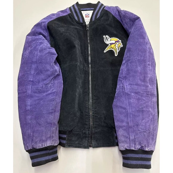 VTG EUC Minnesota Vikings NFL Suede Leather Jacket Large #1 - Picture 6 of 16